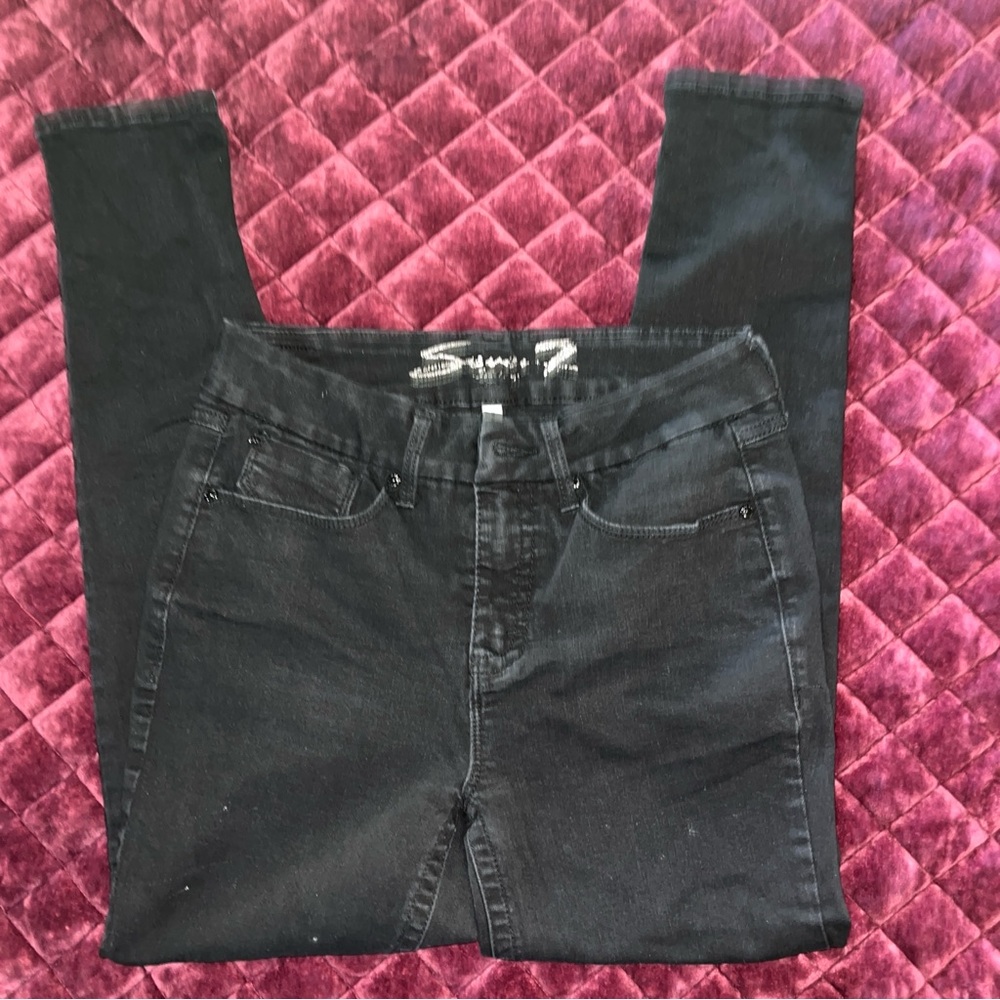 Seven7 Size 8 Tummyless High Rise Skinny Black Jeans